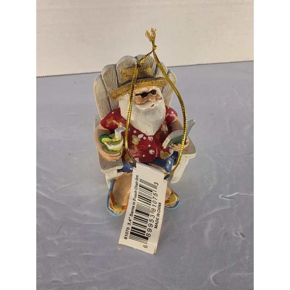 The Ganz Collection Beach Santa in Adirondack Chair Christmas Ornament Tropical